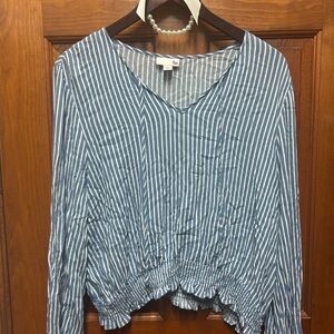 SO Women's Blue and White Striped Blouse